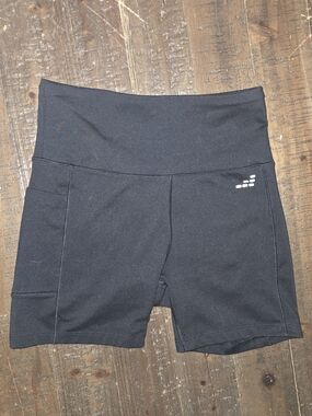 BCG Black High-Waisted Athletic Biker Shorts with Side Pocket | Women's Small